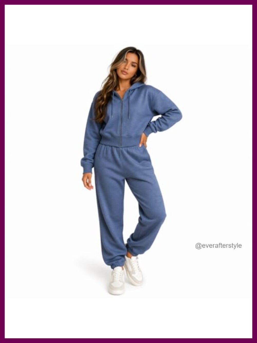 Women's Cropped Zip Up Hoodie & Jogger Sweatsuit Set 2-Piece Lounge Set